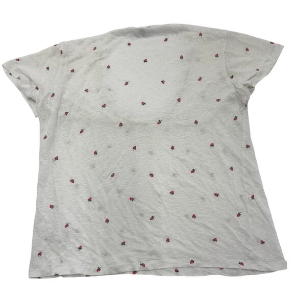 Rails Top Womens Small White Red Cara Strawberry Fields V Neck Tee Linen - Picture 3 of 10